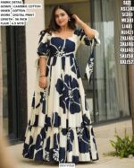 Cambric Cotton Multi Colours Of Beach Wear Readymade Printed Gown