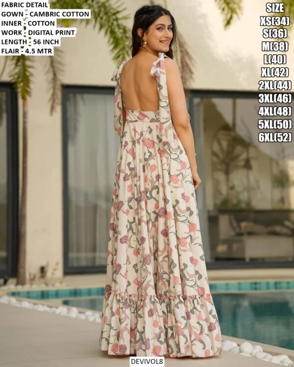 Cambric Cotton Multi Colours Of Beach Wear Readymade Printed Gown