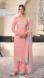 Colourful Moonga Silk Thread Embroidered Festive Style Salwar Suits