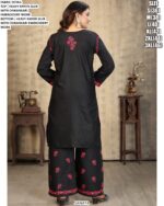 Women's Rayon Slub Straight Cut Chikankari Embroidered Kurti With Pant