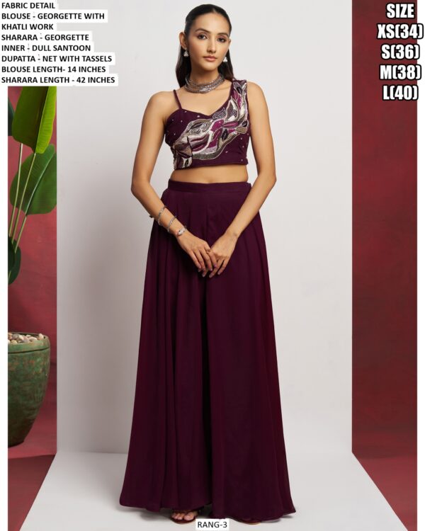 Turn Heads With This Stylish Khatli Worked Women's Blouse Plazo Set - A Chic Co-ord Sets
