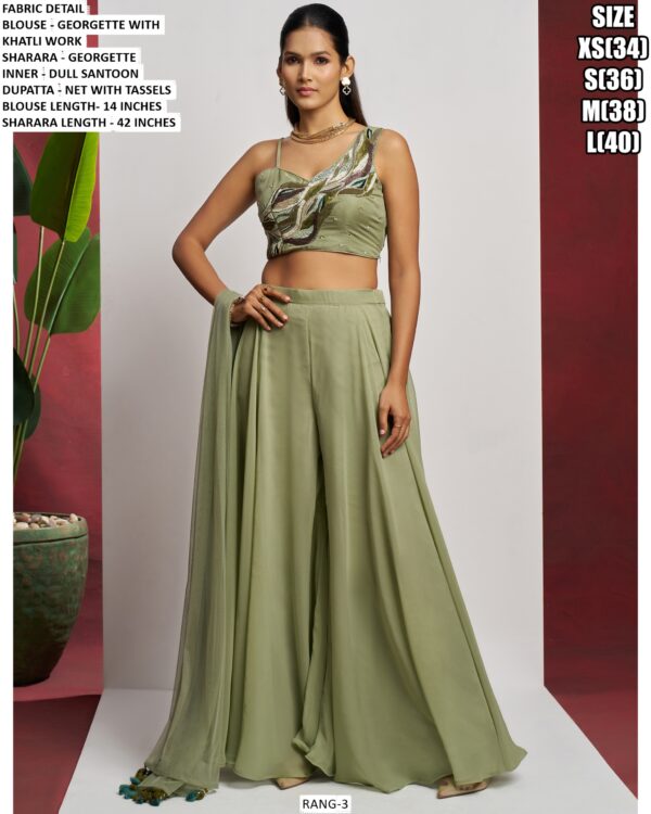Turn Heads With This Stylish Khatli Worked Women's Blouse Plazo Set - A Chic Co-ord Sets