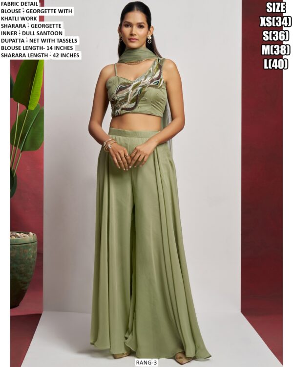 Turn Heads With This Stylish Khatli Worked Women's Blouse Plazo Set - A Chic Co-ord Sets