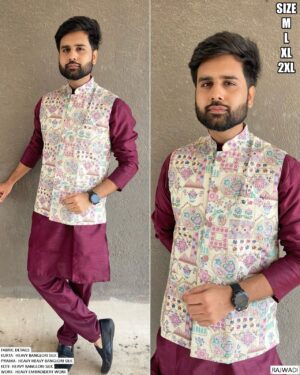 Heavy Banglori Silk Kurta, Pyjama And Koti Sets Ready To Wear In Best 5 Trending Colours