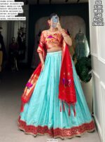 Traditional Jacquard Silk Weaving Worked Paithani Lehenga Choli