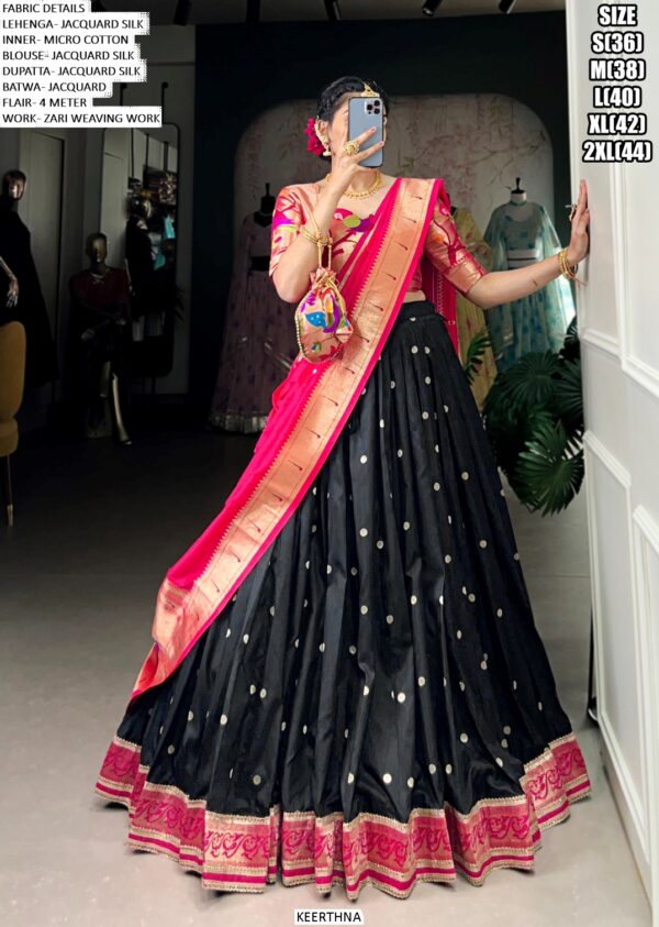 Traditional Jacquard Silk Weaving Worked Paithani Lehenga Choli