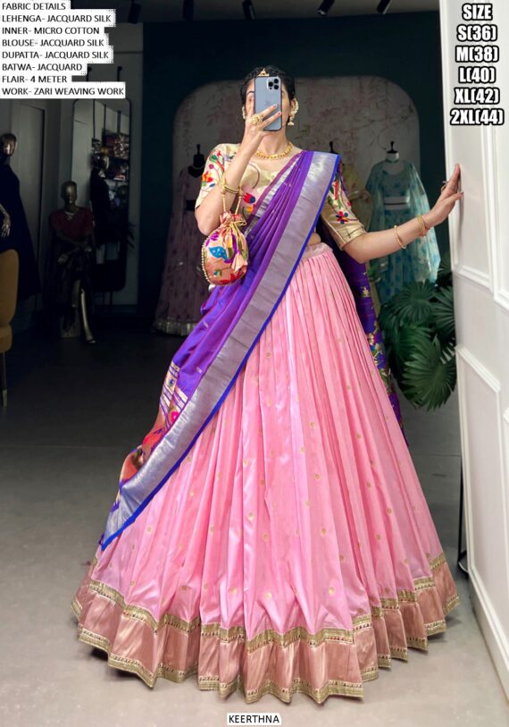 Paithani Jacquard Silk Lehenga Choli Set With Zari Weaving & Tassel Dupatta – Festive Special