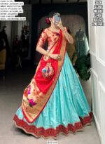 Traditional Jacquard Silk Weaving Worked Paithani Lehenga Choli
