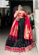 Traditional Jacquard Silk Weaving Worked Paithani Lehenga Choli