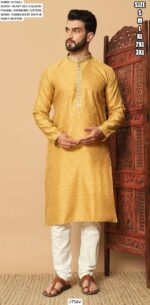 Breathtaking Heavy Silk Jacquard Embroidered Kurta And Pyjama For Men