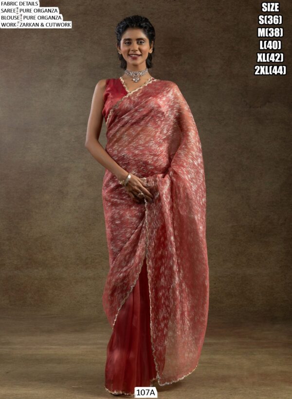 Experience The Enchanting Charm Of Our Partywear Pure Organza Saree Collection