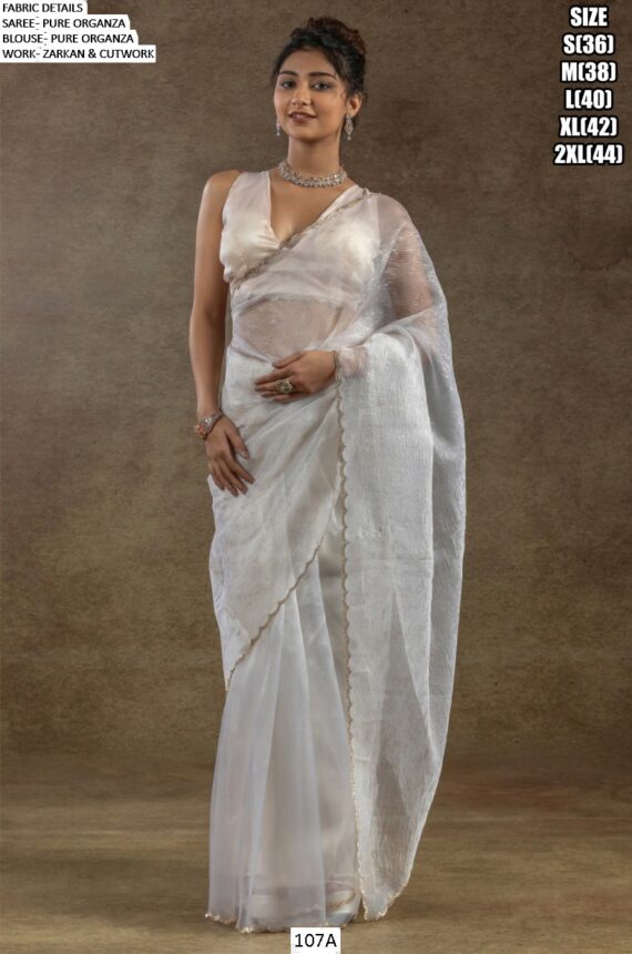 Experience The Enchanting Charm Of Our Partywear Pure Organza Saree Collection
