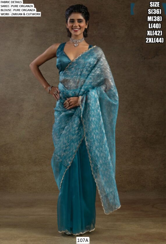 Experience The Enchanting Charm Of Our Partywear Pure Organza Saree Collection