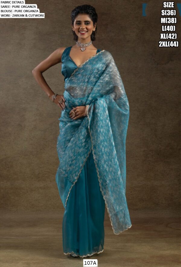 Experience The Enchanting Charm Of Our Partywear Pure Organza Saree Collection