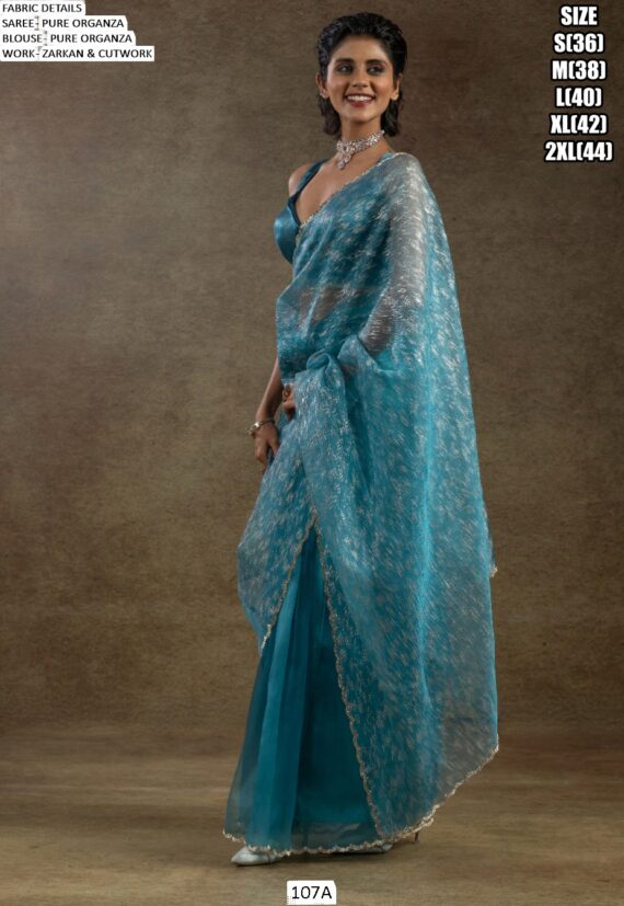 Experience The Enchanting Charm Of Our Partywear Pure Organza Saree Collection