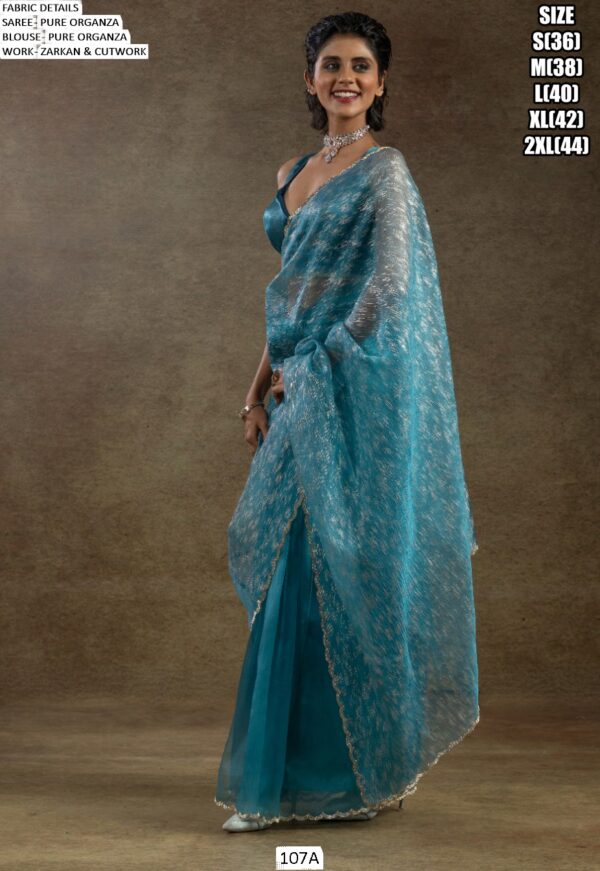 Experience The Enchanting Charm Of Our Partywear Pure Organza Saree Collection