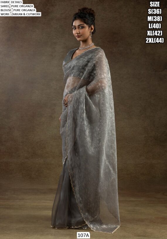 Experience The Enchanting Charm Of Our Partywear Pure Organza Saree Collection