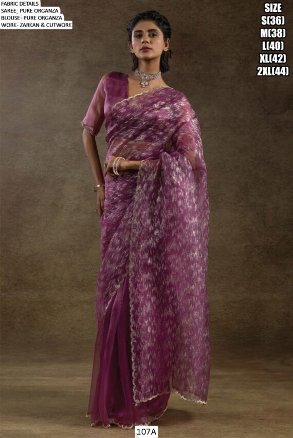 Experience The Enchanting Charm Of Our Partywear Pure Organza Saree Collection