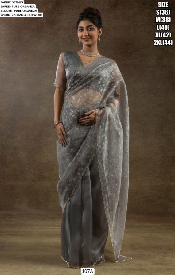 Experience The Enchanting Charm Of Our Partywear Pure Organza Saree Collection