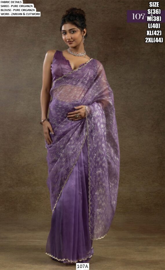 Experience The Enchanting Charm Of Our Partywear Pure Organza Saree Collection