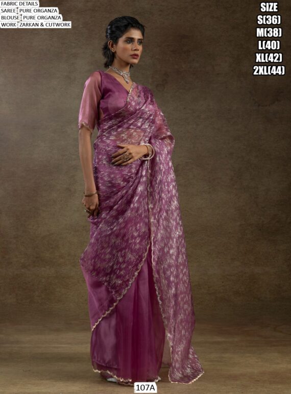 Experience The Enchanting Charm Of Our Partywear Pure Organza Saree Collection