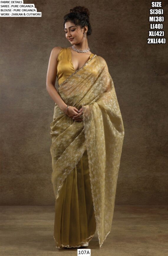 Experience The Enchanting Charm Of Our Partywear Pure Organza Saree Collection