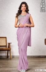 "Glam Up In Style: Attractive Shimmer Georgette Ready To Wear Saree With Designer Blouse"