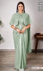 "Glam Up In Style: Attractive Shimmer Georgette Ready To Wear Saree With Designer Blouse"