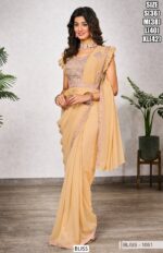 "Glam Up In Style: Attractive Shimmer Georgette Ready To Wear Saree With Designer Blouse"
