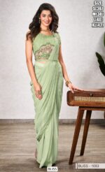 "Glam Up In Style: Attractive Shimmer Georgette Ready To Wear Saree With Designer Blouse"