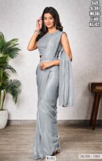 "Glam Up In Style: Attractive Shimmer Georgette Ready To Wear Saree With Designer Blouse"
