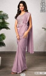 "Glam Up In Style: Attractive Shimmer Georgette Ready To Wear Saree With Designer Blouse"