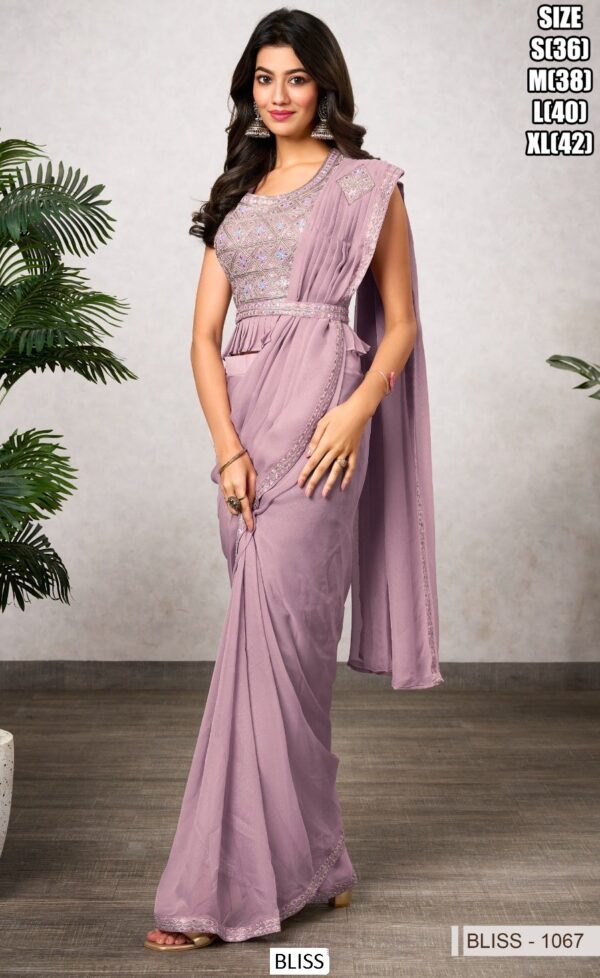 "Glam Up In Style: Attractive Shimmer Georgette Ready To Wear Saree With Designer Blouse"