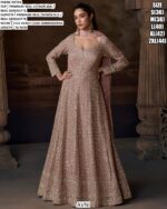 Graceful Embroidery Premium Real Chinon Silk Long Anarkali Gowns For Weddings