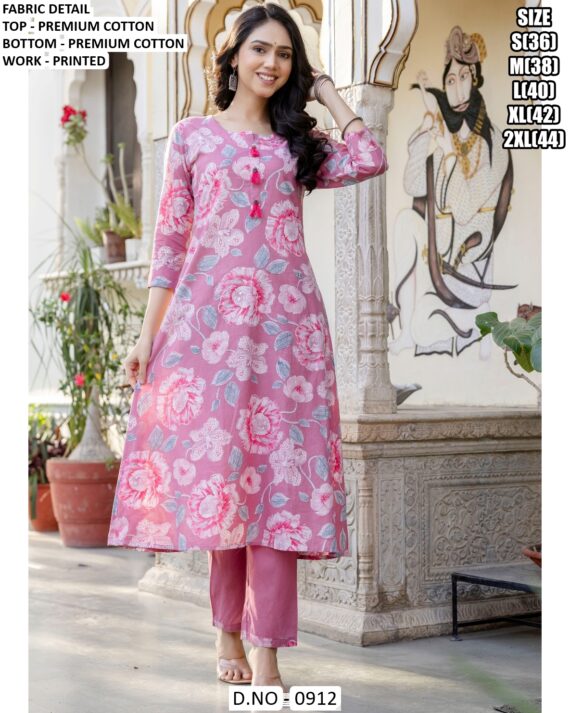 Beautiful Floral Motifs Cotton Kurtis Paired With Stylish Multicolour Striped Pants For This Summer!
