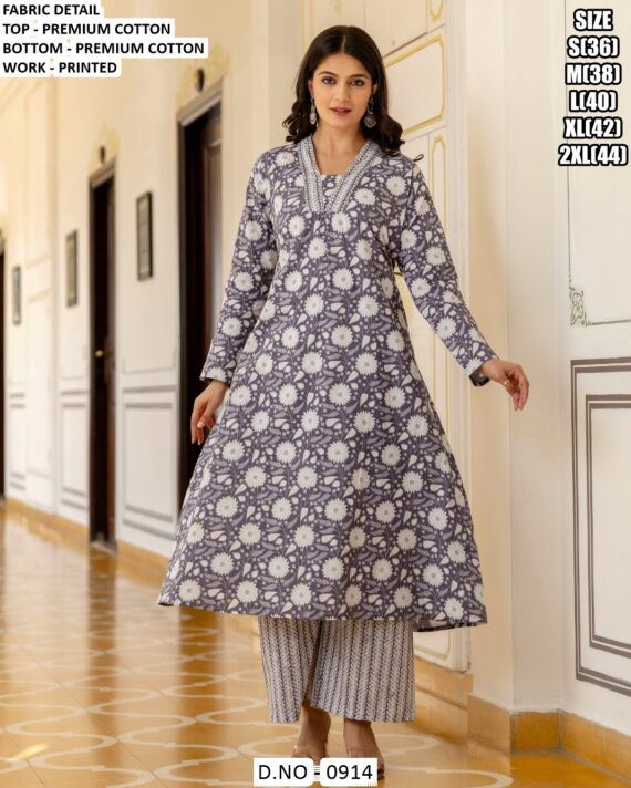 Beautiful Floral Motifs Cotton Kurtis Paired With Stylish Multicolour Striped Pants For This Summer!