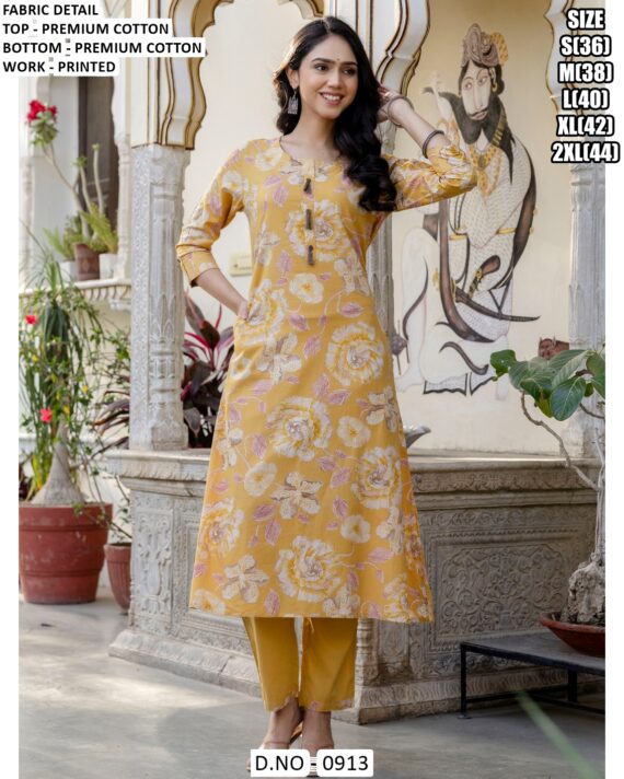 Beautiful Floral Motifs Cotton Kurtis Paired With Stylish Multicolour Striped Pants For This Summer!