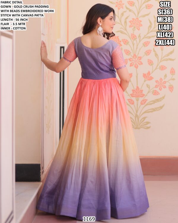 Gold Crush Padding With Beads Embroidered Readymade Ombre Gown Collection