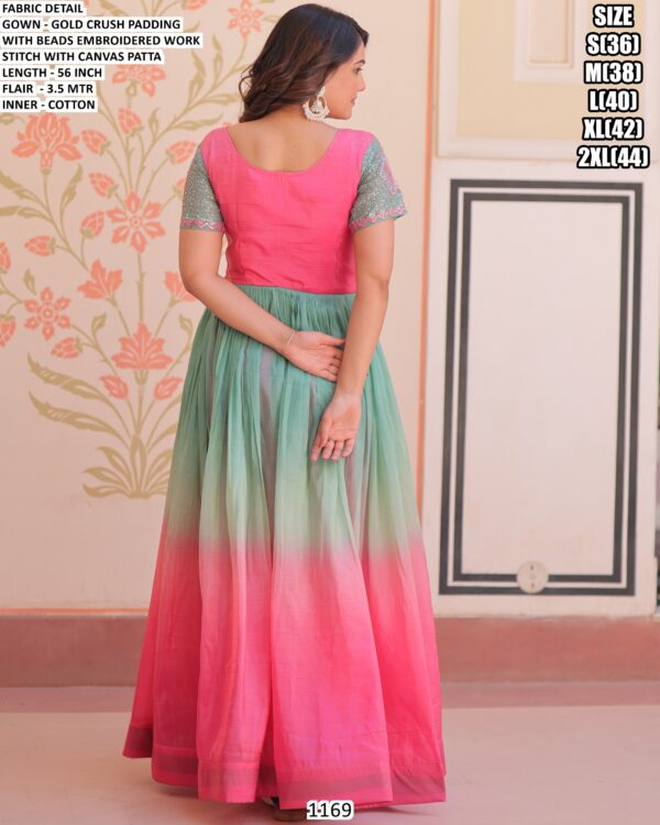 Gold Crush Padding With Beads Embroidered Readymade Ombre Gown Collection