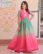 Gold Crush Padding With Beads Embroidered Readymade Ombre Gown Collection
