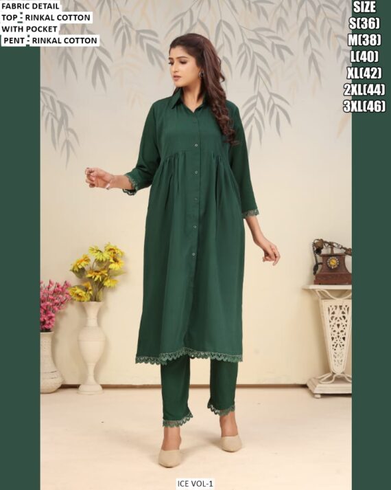 Infuse Contemporary Charm Into Your Wardrobe With Our Rinkal Cotton Kurti Sets For Women