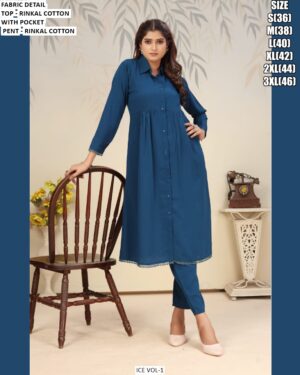 Infuse Contemporary Charm Into Your Wardrobe With Our Rinkal Cotton Kurti Sets For Women
