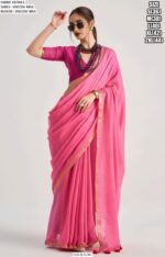 Presenting Partywear Viscose Mul Plain Saree With Un-Stitched Blouse