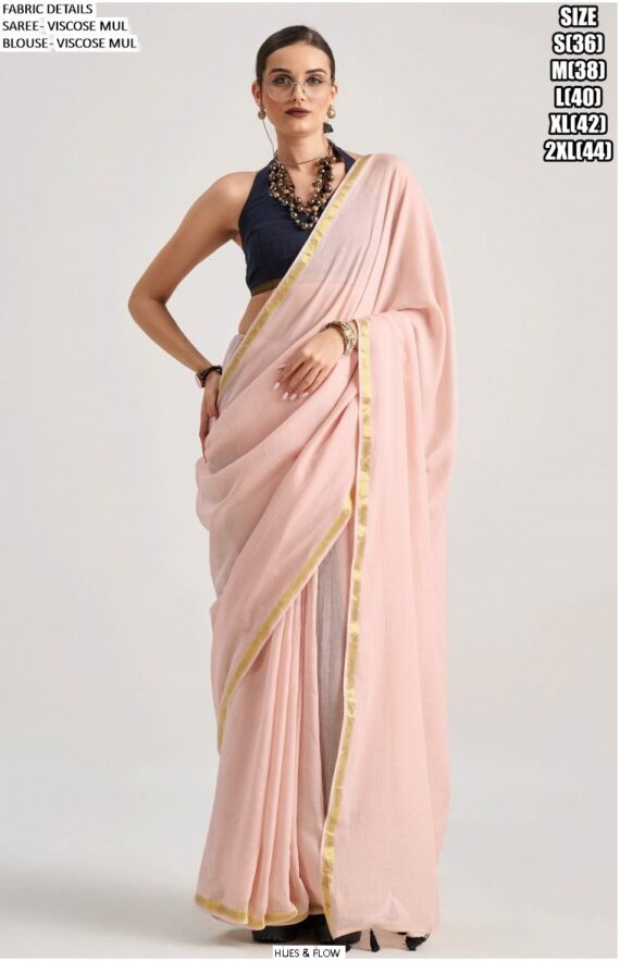 Presenting Partywear Viscose Mul Plain Saree With Un-Stitched Blouse