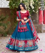 Steal Everyone’s Heart And Attention By Wearing This Amazing Tussar Silk Patola Printed Lehenga Choli