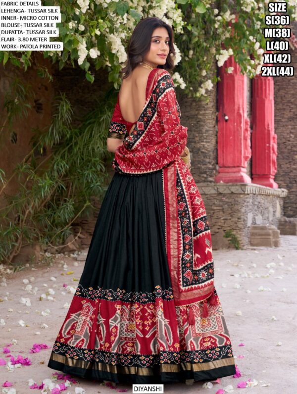 Steal Everyone’s Heart And Attention By Wearing This Amazing Tussar Silk Patola Printed Lehenga Choli