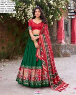 Steal Everyone’s Heart And Attention By Wearing This Amazing Tussar Silk Patola Printed Lehenga Choli