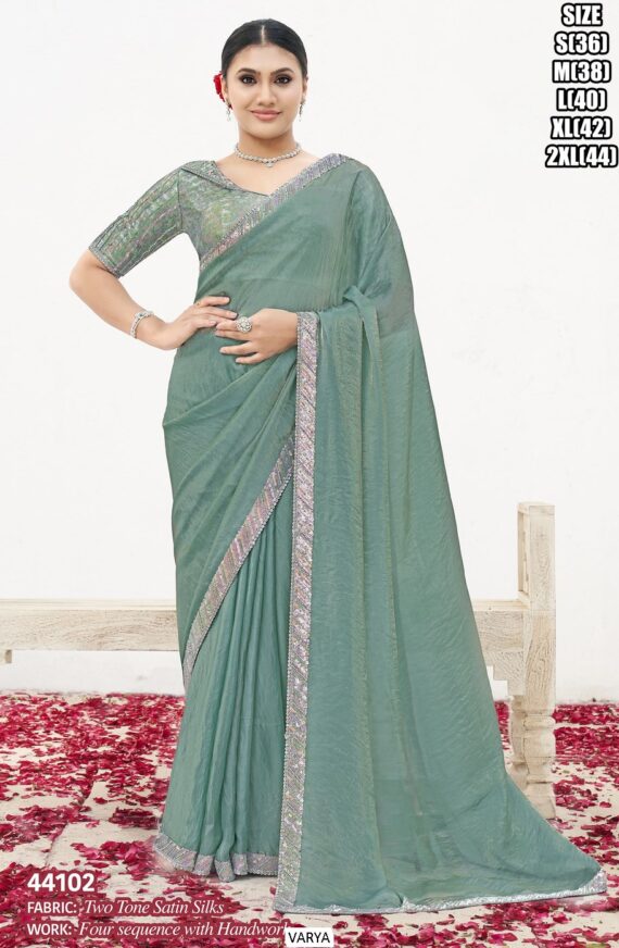 Heavy Worked Party Wear Sarees For Women With Matching Un-Stitched Blouse