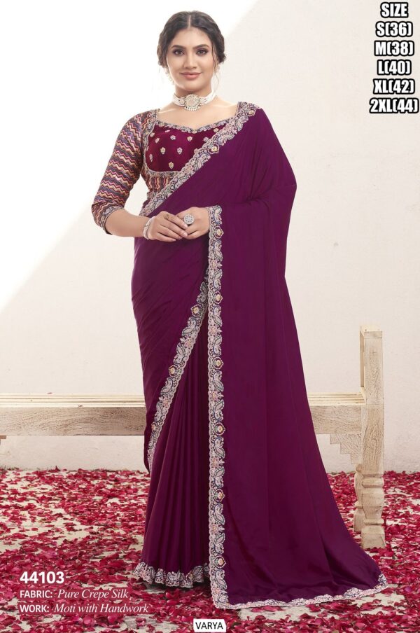 Heavy Worked Party Wear Sarees For Women With Matching Un-Stitched Blouse