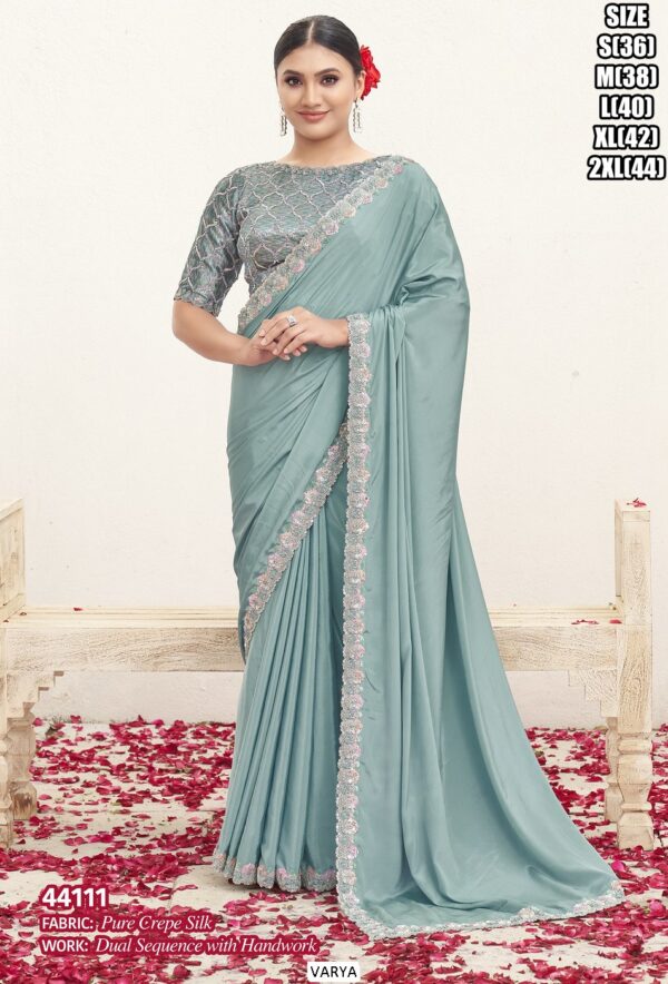 Heavy Worked Party Wear Sarees For Women With Matching Un-Stitched Blouse